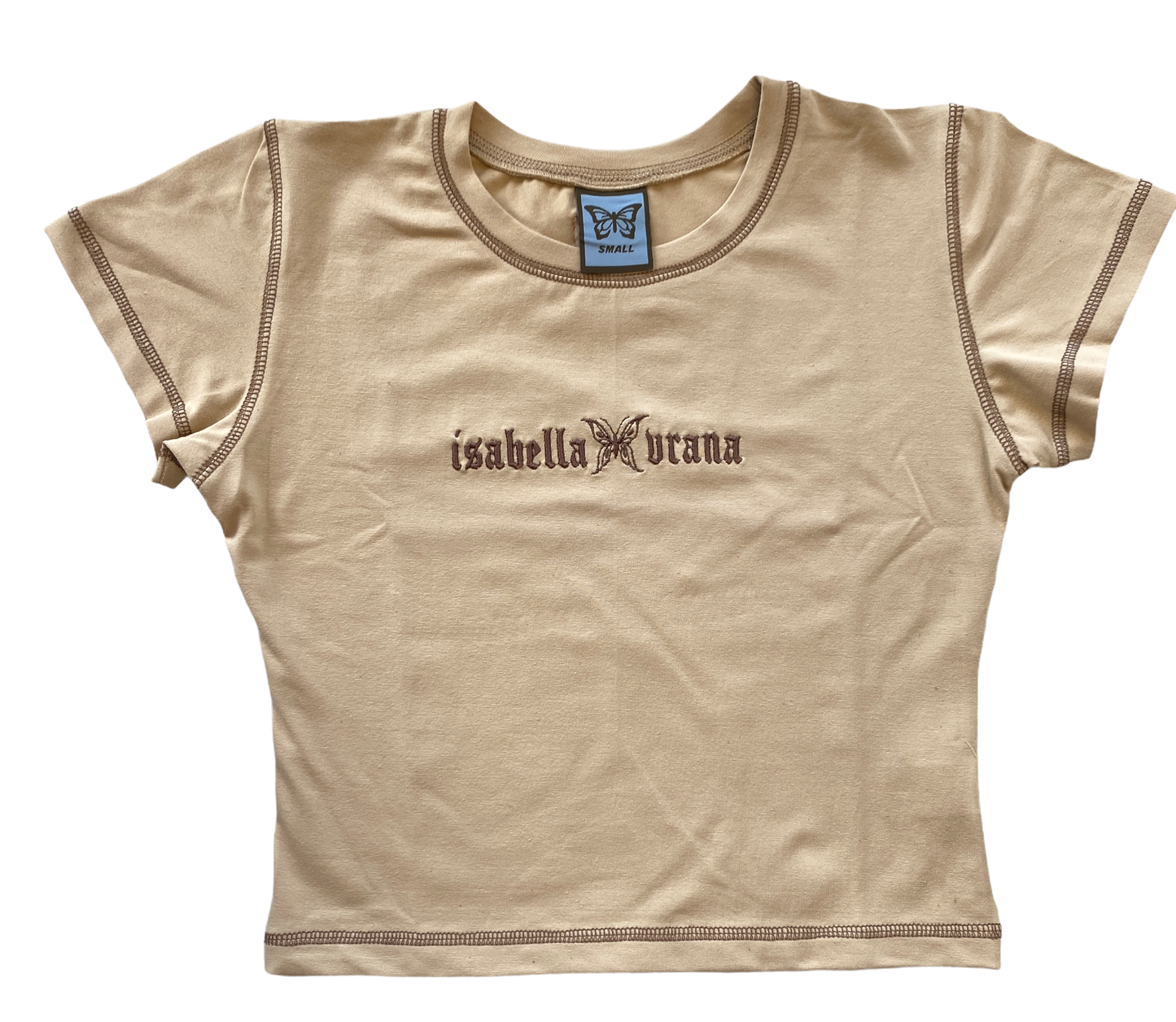 Beige logo baby tee