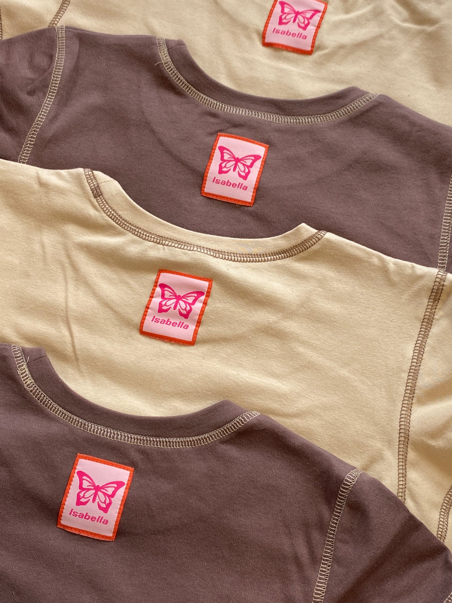 Beige logo baby tee