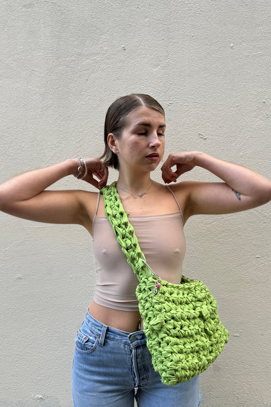 Crochet sling bag - green