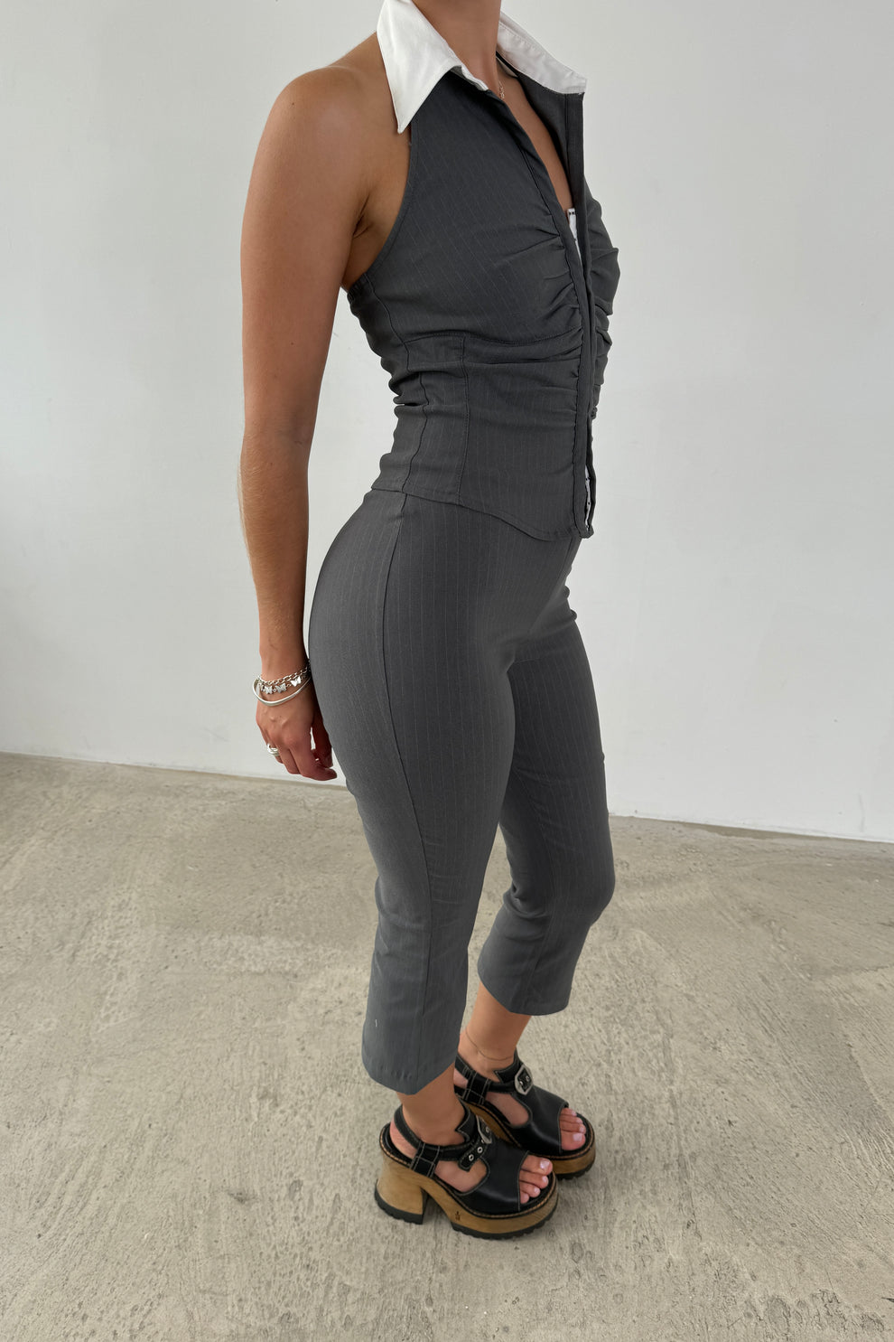 Flared Capris - Slate Pinstripe – Isabella Vrana