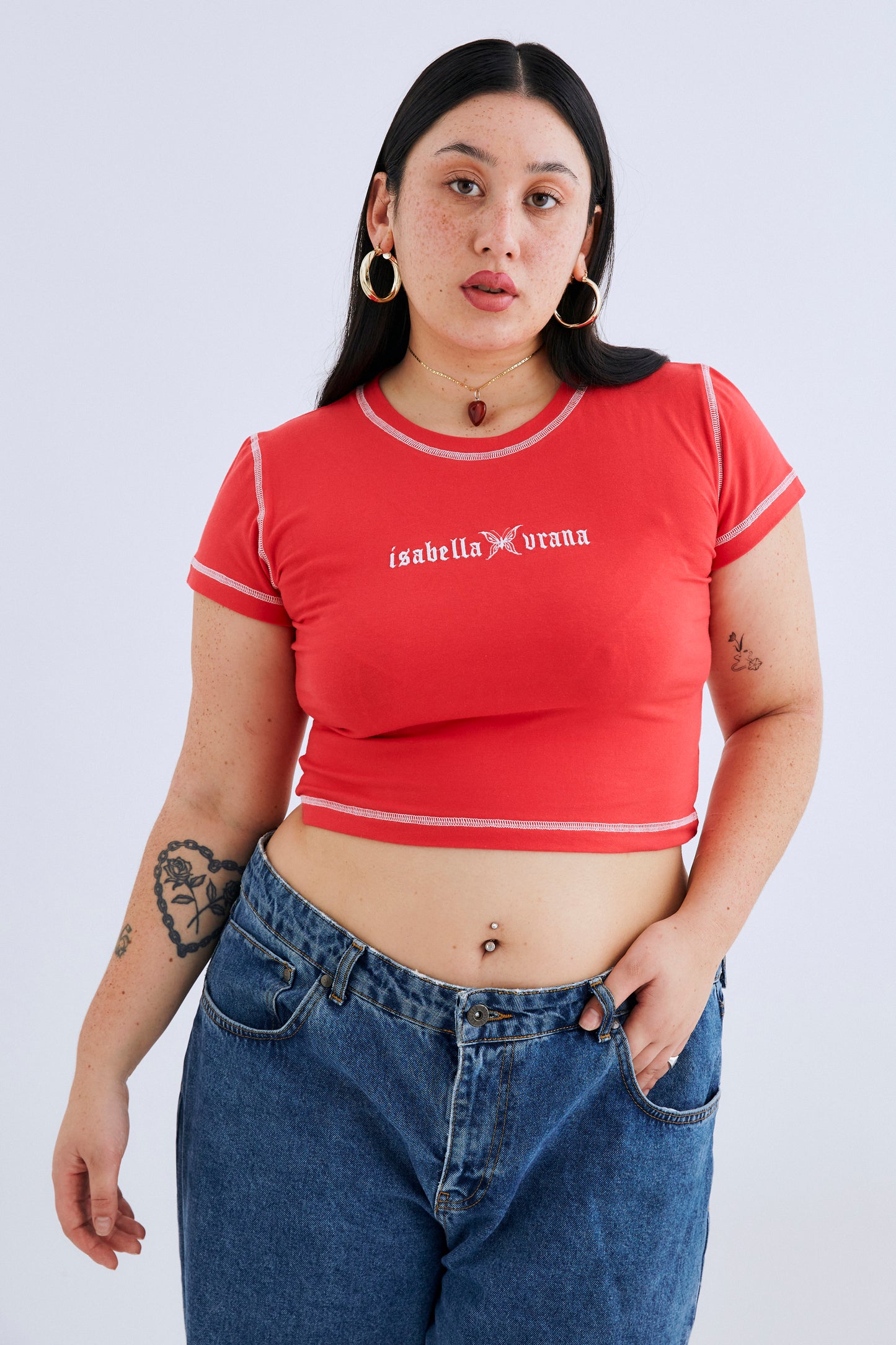Red logo baby tee